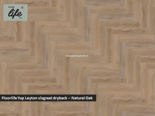 Floorlife Yup Leyton Herringbone dryback pvc - Natural Oak