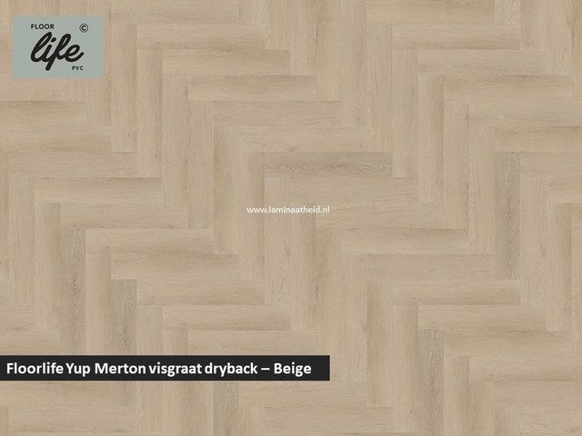 Floorlife Merton visgraat dryback pvc - Beige